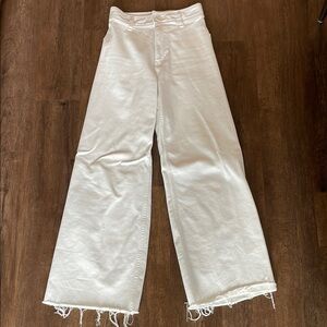 White Frayed Wide-Leg Zara Jeans